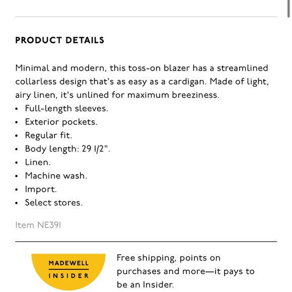 Madewell 100% Linen Collarless Blazer in Gingham Check - Picture 11 of 13